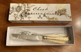 37268g Mackenzie-childs Gold Check Stainless Steel Flatware - 5 Piece Place Setting