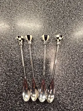 37299 Mackenzie-childs Courtly Espresso Spoons Set Of 4 5 Inch Spoon Set. New