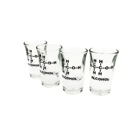 2000029 Mad Monkey Funny Shot Glasses With Alcohol Chemical Formula Set Of 4