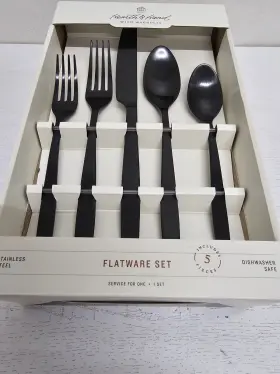 Magnolia 719978814419 5pc Matte Finish Flatware Set Black Hearth And Hand With #3