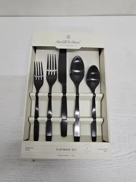 Magnolia 719978814419 5pc Matte Finish Flatware Set Black Hearth And Hand With