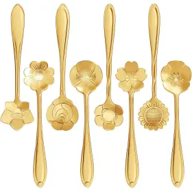 Maitys 797550511543 16 Pieces Stainless Steel Flower Coffee Spoon Dessert Sugar Spoo