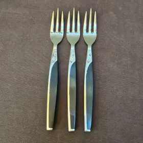 Mcfmcf3 Mar-crest 3 Stainless Ebony 2 Star Twin Starburst Tine Appetizer Forks