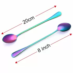 Marco Almond 715377552563 Long Handle Spoons Colorful Plated Latte Spoon Stainless Stee #2