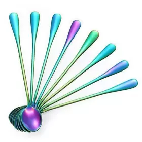 Marco Almond 715377552563 Long Handle Spoons Colorful Plated Latte Spoon Stainless Stee #3