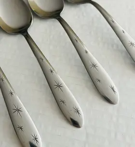 Mcf1 Marcrest Stainless Usa 4 Oval Soup Spoons Glossy Atomic Mcm #2