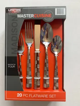 Cfo-01-fp20 Master Cuisine 20 Pc Flatware Set Textured Handle Stainless Steel Service 4 New
