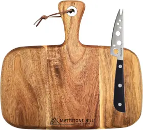 A168s-acacia Mattstone Hill Since 1979 Cheese Knife Set - And Charcuterie Board Brown