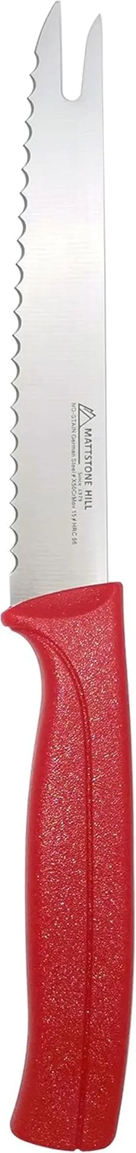 Ldo5-tomato Mattstone Hill Since 1979 Tomato Knife - 5 Inch Serrated Cheese And Red