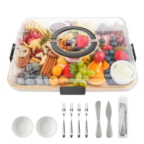Cb007 Maxboro Charcuterie Board With Lid And Handle Portable Travel Design Bamboo Cheese B