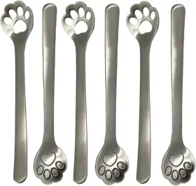 Maydahui 445001182196 6 Pcs Cat Paw Spoon Hollow Out Coffee Spoons 5.8 Inch 18/10 304 Stainl