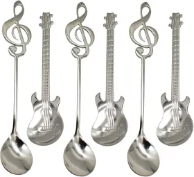 Maydahui 744110662641 6 Pcs Music Note Teaspoon Set Stainless Steel Dessert Spoons For Coffee And Mix