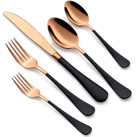 Mdealy 2223 20-piece Rose Gold And Black Silverware