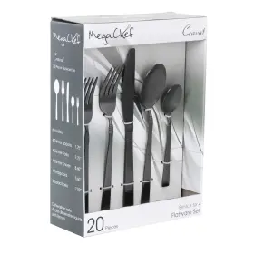 Megachef 840191202414 Stainless Steel Silverware Flatware Utensil 20 Piece Set Matte Black