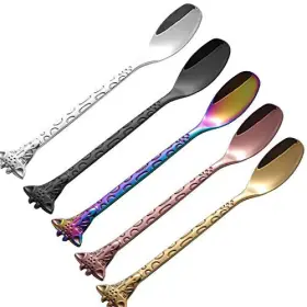 Mengbaobao 894502866211 5 Pcs Giraffe Handle Tea Coffee Spoons Desserts Cakes Ice Cream Server Stainl