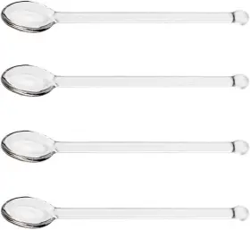 Ghp599 Mewuthede 4 Pcs Clear Glass Tea Spoon Stirring Stick Long Handle Coffee