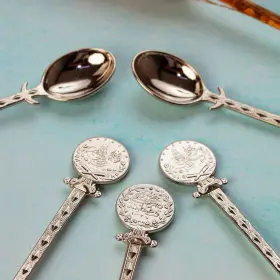 Miavva 789431597562 Decorative Tea Spoons Gold Silverware Teaspoons Coffee Spoon Mini Serv