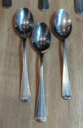 Mll12 Michael Lloyd Vtg Lot Of 13 Stainless Flatware Soup Spoons And Teaspoons #2