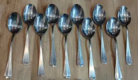 Mll12 Michael Lloyd Vtg Lot Of 13 Stainless Flatware Soup Spoons And Teaspoons #3