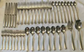 Mikasa 020911980536 Classico Satin Stainless Flatware 42-pcs Forks Spoons Knives Caddy Bx