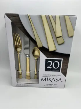 Mikasa 044228064567 Lucia Satin Gold 18/10 Stainless Steel 20piece Flatware Set Service For 4