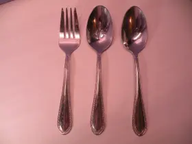 10065733 Mikasa Set Of 3 Sinclair-belvedere Cold Meat Serving Fork And 2 Spoons Gb1