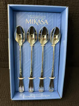 5099386 Mikasa French Countryside 18/10 Stainless Long Spoons Set Of Four New In Box