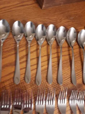 5100240 Mikasa Emile Stainless Steel 29piece Flatware Set Spoons Forks Knives Silverware #3