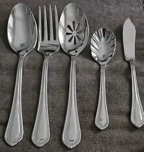 5110899-servers5 Mikasa Regent Bead 18/10 Stainless Steel 5pc. Serving Hostess Set Vietnam