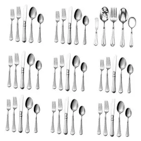 5153324 Mikasa 45-piece Stainless Steel Flatware Set With Serveware French Countryside