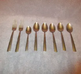 5176866 Mikasa Hammered Opulent 18/10 Stainless Steel 8 Piece Flatware Spoon Fork