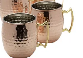 Mikasa 5212854 Hammered Copper Moscow Mule Cocktail Cups 16oz Mug Lot Of 2