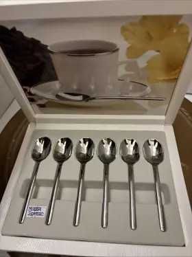 5218370 Mikasa 18/10 Stainless Steel Espresso Demitasse Spoon Set Of Six With Box A069 #2