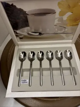 5218370 Mikasa 18/10 Stainless Steel Espresso Demitasse Spoon Set Of Six With Box A069 #3