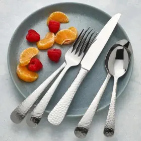 5339885 Mikasa Hammered Opulent 112-piece 18/10 Stainless Steel Flatware Set For 12