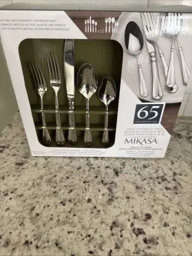 Mikasa 793842104448 Satin Loft 65-piece Flatware Set Service For 12 - Silver