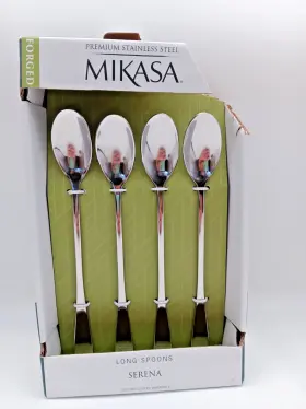 Mikasa 885991133551 Serena Stainless Glossy Silverware Flatware Iced Beverage Spoon Set Of 4