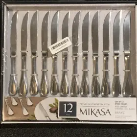 Mikasa 885991170075 New Bravo Premium High-carbon Stainless Steel Steak Knife Set Of 12