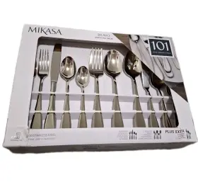 Mikasa 885991207054 Bravo Flatware Set 101-piece 18/10 Stainless Steel Service For 12 Hostess