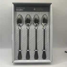 Mikasa 885991275633 Long Tea Spoons Set Of 4 Stainless Steel /new Manufacturer Warranty