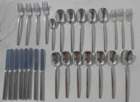 G3026-4 Mikasa Zena 18/8 Stainless Steel 28pc. Flatware Rare Set Made In Japan