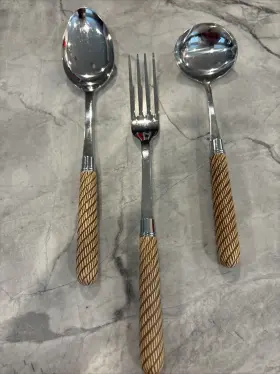Mis33 Mikasa Swirl Rope Handle Serving Set 3 Pieces Discontinued Design Ex Cond