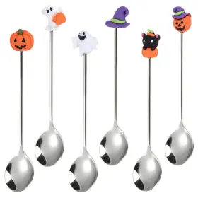 F27z53q00e207xxa3 Mikinona 6 Pcs Halloween Style Spoons Dessert For Cake Tea Espresso Holiday Par