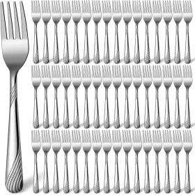 Minatee 313036659617 100 Pcs Metal Dinner Forks Bulk Set 6.9 Inches Stainless Steel Sil