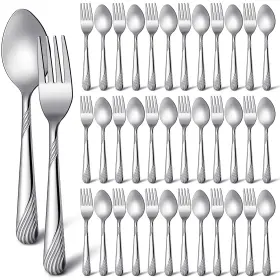 Tc-minatee-381 Minatee 50 Pcs Forks And Spoons Silverware Set Stainless Steel Flatware Cutlery H