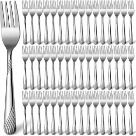 Tc-minatee-402 Minatee 100 Pieces Dinner Forks Bulk Set 6.9 Inches Stainless Steel Metal Silverwa
