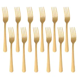 Mingyu 469461468768 Dinner Forks Stainless Steel Set Of 12 Lightweight Gold Titanium Fork Silverware