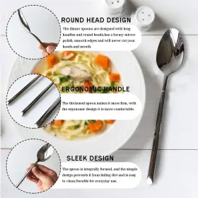 Miupoo 702886030989 Stainless Steel Dinner Spoons Setlong Handle Table Soup Setasian Korea #3