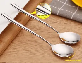 Miupoo 713893025325 Korean Soup Spoons Stainless Steel Long Handle Tablespoon Pack Of 5 #2