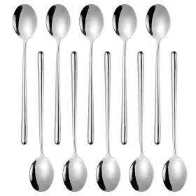 Spoonssilver10 Miupoo 720226793035 Spoonsstainless Steel Long Handled Soup Piece 8.7x1.6 Inches